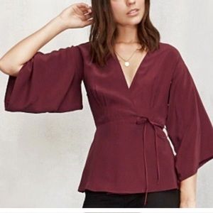 Reformation Nolita Kimono Blouse in Merlot